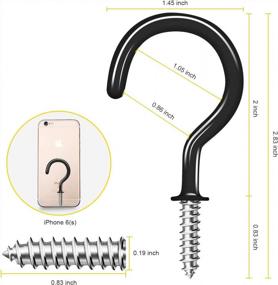img 3 attached to Get Organized With 30-Pack Ceiling Hooks For Indoor And Outdoor Hanging - Multi-Functional Black Vinyl Coated Screw-In Hooks For Plants, Flowers, And More!