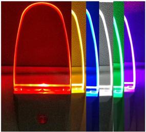 img 4 attached to 2 Pack Multicolor LED Night Lights - 7 Color Cycle, Auto On/Off, 0.5W Plug-In