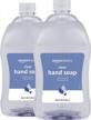 triclosan-free clear liquid hand soap refill, 56 fluid ounces, 2-pack by amazon basics - gentle and mild logo
