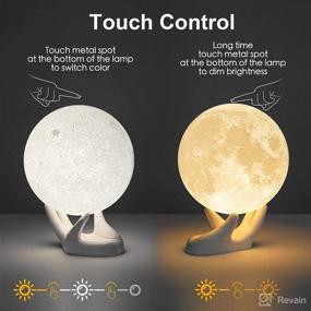 img 1 attached to 🌕 BRIGHTWORLD Moon Lamp 5.9 inch - Touch Control USB Rechargeable Night Light for Kids, Women, and Boys - Adjustable Brightness - Warm & Cool White Color - Perfect Gift (White Hand Stand)