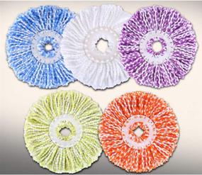 img 1 attached to 🧼 6 Pack Replacement Spin Mop Heads - 6.3 Inch Round Shape Microfiber Refills for EasyWring 360 Degrees Spin Mop - Easy Cleaning in 6 Colors