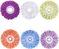 🧼 6 pack replacement spin mop heads - 6.3 inch round shape microfiber refills for easywring 360 degrees spin mop - easy cleaning in 6 colors logo