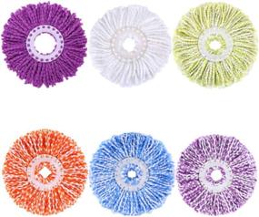 img 4 attached to 🧼 6 Pack Replacement Spin Mop Heads - 6.3 Inch Round Shape Microfiber Refills for EasyWring 360 Degrees Spin Mop - Easy Cleaning in 6 Colors