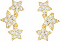 sparkling sterling silver cz ear studs with 18k gold plating logo
