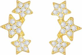 img 4 attached to Sparkling Sterling Silver CZ Ear Studs With 18K Gold Plating