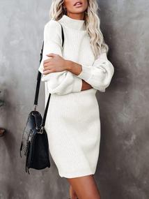 img 3 attached to Caracilia Women'S Turtleneck Sweater Dress - Puff Long Sleeve, Ribbed Knit Mini Dress