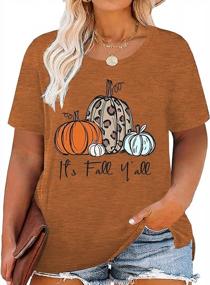 img 4 attached to Fall-Inspired Plus Size Pumpkin Tee Shirt For Women With "It'S Fall Y'All" Print - Great For Halloween, Thanksgiving And Autumn Style (Sizes 1X-5X)