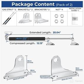 img 2 attached to 🔐 20" 200 lb Gas Prop Struts Shocks with L Mounting Brackets | 20" Lift-Support Gas Spring for Heavy-Duty Floor Hatch Trap Door Murphy Bed (Suitable Lid Weight: 185 - 220 lbs) | 2-Piece Set