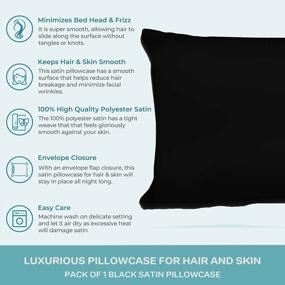 img 1 attached to 🛏️ Black Satin Pillowcase by Spasilk for Hair and Face - King Size