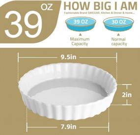 img 3 attached to Make Perfect Pies With SWEEJAR'S Ceramic Non-Stick Pie Pan: 9.5 Inches Round Wavelet Fringe Pie Dish In Jade