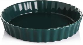 img 4 attached to Make Perfect Pies With SWEEJAR'S Ceramic Non-Stick Pie Pan: 9.5 Inches Round Wavelet Fringe Pie Dish In Jade