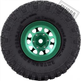 img 1 attached to INJORA 1.0 Tires And Beadlock Wheel Rims Set For 1/18 TRX4M 1/24 RC Crawler Car Axial SCX24 AXI90081 AXI00001 Upgrade Parts(Silver＆Green)