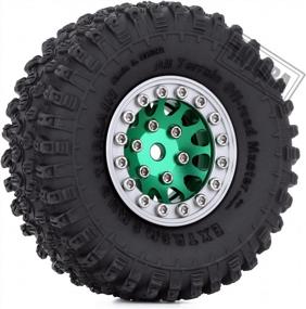 img 3 attached to INJORA 1.0 Tires And Beadlock Wheel Rims Set For 1/18 TRX4M 1/24 RC Crawler Car Axial SCX24 AXI90081 AXI00001 Upgrade Parts(Silver＆Green)