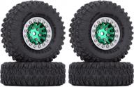 комплект шин injora 1,0 и колесных дисков beadlock для 1/18 trx4m 1/24 rc crawler car axial scx24 axi90081 axi00001 детали обновления (серебристый＆зеленый) логотип