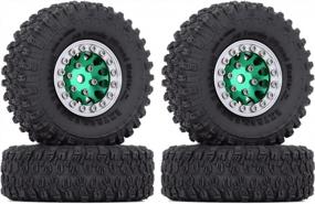 img 4 attached to INJORA 1.0 Tires And Beadlock Wheel Rims Set For 1/18 TRX4M 1/24 RC Crawler Car Axial SCX24 AXI90081 AXI00001 Upgrade Parts(Silver＆Green)