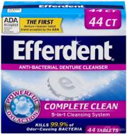 таблетки efferdent с антибактериальным очищающим средством для зубных протезов логотип