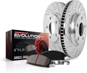 img 2 attached to 🚀 Enhanced Performance Rear Brake Kit: Power Stop K1303 Z23 Carbon Fiber Brake Pads with Drilled & Slotted Brake Rotors