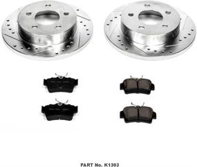 img 3 attached to 🚀 Enhanced Performance Rear Brake Kit: Power Stop K1303 Z23 Carbon Fiber Brake Pads with Drilled & Slotted Brake Rotors