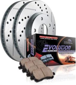 img 1 attached to 🚀 Enhanced Performance Rear Brake Kit: Power Stop K1303 Z23 Carbon Fiber Brake Pads with Drilled & Slotted Brake Rotors