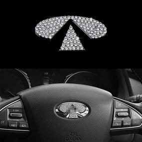 img 4 attached to 🔮 KVLUAY Diamond Steering Wheel Logo Caps for Infiniti - Sparkly Crystal Emblem Accessories for Women, Car Badge Interior Decoration - Compatible with Infiniti Q50, Q50L, QX50, QX70