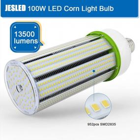 img 3 attached to JESLED 100W LED Corn Cob Light Bulb, 5000K Daylight 13500 Lumen, E26/E39 Mogul Base Replacement Metal Halide HID CFL For Warehouse Workshop Parking Lot Large Area High Bay Lighting