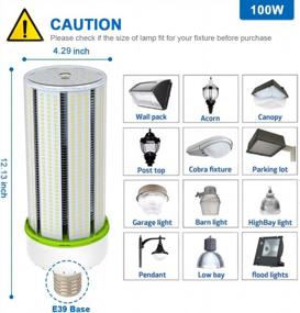 img 2 attached to JESLED 100W LED Corn Cob Light Bulb, 5000K Daylight 13500 Lumen, E26/E39 Mogul Base Replacement Metal Halide HID CFL For Warehouse Workshop Parking Lot Large Area High Bay Lighting