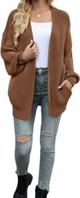 img 2 attached to Women'S Oversized Long Sleeve Cardigan Sweater Knit Outwear Open Front Chunky