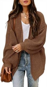 img 4 attached to Women'S Oversized Long Sleeve Cardigan Sweater Knit Outwear Open Front Chunky