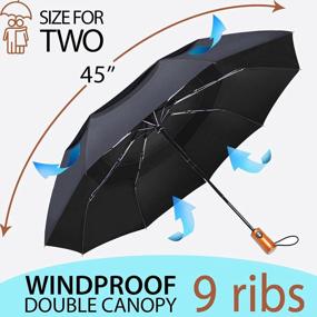 img 1 attached to Premium Windproof Travel Umbrellas: Compact, Portable & Strong - Large Double Canopy For Women & Men'S Backpack/Car/Purse