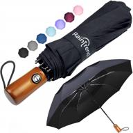 premium windproof travel umbrellas: compact, portable & strong - large double canopy for women & men's backpack/car/purse логотип