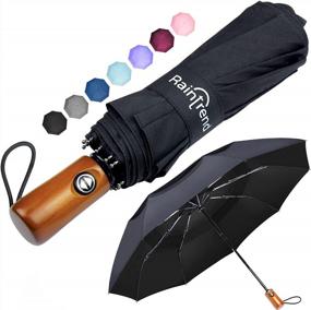 img 4 attached to Premium Windproof Travel Umbrellas: Compact, Portable & Strong - Large Double Canopy For Women & Men'S Backpack/Car/Purse
