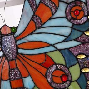 img 1 attached to Потрясающие витражи в стиле Тиффани в стиле бабочки с цепочкой - BIEYE W10025, ширина 18 x высота 17 дюймов, разноцветный дизайн
