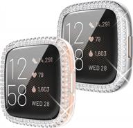 goton, совместимый с fitbit versa 2, чехол-бампер [без защиты экрана], (2 упаковки), женские и девушки, блестящие кристаллы, жесткие часы, чехол для лица, рамка, бампер для fitbit versa2 (прозрачный + серебристый, versa 2) логотип