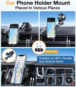 img 2 attached to 📱 HTU Cell Phone Holder Car: Big Phones & Thick Case Friendly, Handsfree Mount for iPhone 13, 12, 11 Pro Max & All Smartphones