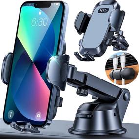 img 4 attached to 📱 HTU Cell Phone Holder Car: Big Phones & Thick Case Friendly, Handsfree Mount for iPhone 13, 12, 11 Pro Max & All Smartphones