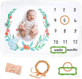 img 4 attached to Baby Monthly Milestone Blanket Girl Kids' Home Store best: Nursery Bedding