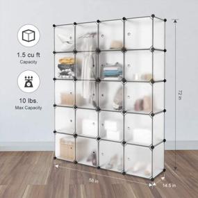 img 2 attached to LANGRIA White 20-Cube Closet System Organizer Plastic Storage Cubes Drawer Unit, DIY Modular Bookcase Cabinet With Translucent Design For Clothes, Shoes, Toys