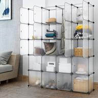 langria белая 20-кубовая система шкафа органайзер пластиковые модули хранения с ящиками, модульная книжная шкаф-шкаф с прозрачным дизайном для одежды, обуви и игрушек. логотип