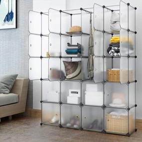 img 4 attached to LANGRIA White 20-Cube Closet System Organizer Plastic Storage Cubes Drawer Unit, DIY Modular Bookcase Cabinet With Translucent Design For Clothes, Shoes, Toys