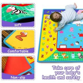 img 2 attached to Cotton Baby Crawling Mat, Large Educational Tummy Time Mat, Foldable Non-Slip Soft 👶 Padded Baby Playmat for Floor, Play Area Rug Gym Activity for Infants Toddlers Boys Girls