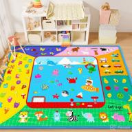 cotton baby crawling mat, large educational tummy time mat, foldable non-slip soft 👶 padded baby playmat for floor, play area rug gym activity for infants toddlers boys girls logo