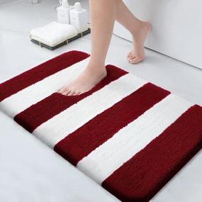 img 4 attached to Smiry Microfiber Bathroom Rug, Non-Slip Soft Shaggy Absorbent Plush Mat, Machine Washable Dry 16" X 24", Burgundy