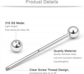 img 3 attached to Stylish Industrial Barbell Cartilage Earring: Ruifan 16 Gauge Body Piercing Jewelry - 1 1/2 Inch (38Mm)