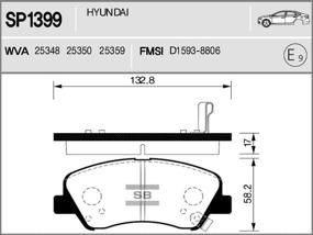 img 4 attached to Дисковые тормозные колодки передние SANGSIN BRAKE SP1399 для Kia Rio, Hyundai Solaris (4 шт.)