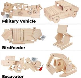 img 3 attached to DIY Woodworking Building Kit For Kids And Adults - 3 Educational Carpentry Construction Model Kits - Hummer, Excavator & Bird-Feeder