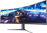 asus xg49vq curved gaming monitor with freesync: 🖥️ 3840x1080p, 144hz, height adjustment, blue light filter and hdmi support logo