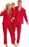 swomog matching family christmas pajamas set long sleeve festival party pj sets holiday warm sleepwear button-down loungewear logo
