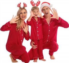 img 2 attached to SWOMOG Matching Family Christmas Pajamas Set Long Sleeve Festival Party Pj Sets Holiday Warm Sleepwear Button-Down Loungewear