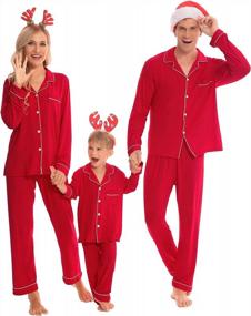 img 3 attached to SWOMOG Matching Family Christmas Pajamas Set Long Sleeve Festival Party Pj Sets Holiday Warm Sleepwear Button-Down Loungewear