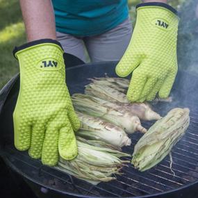 img 1 attached to AYL Grilling Gloves, Heat Resistant Gloves BBQ Kitchen Silicone Oven Gloves, Safe Handling Of Hot Food, Pots And Pans For Barbecue, Cooking, Baking - Internal Protective Cotton Layer